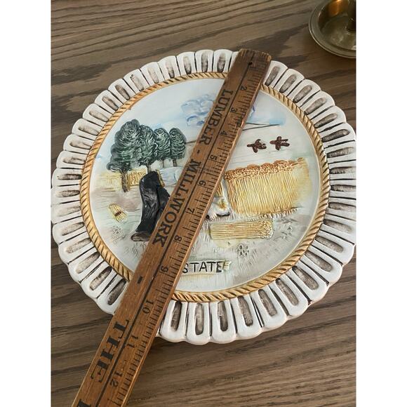 Vintage 1970s Il Falco Ceramica Italiana Four Seasons Wall Plates Italy ESTATE